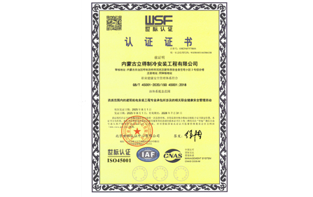 職業(yè)健康安全管理體系認(rèn)證證書